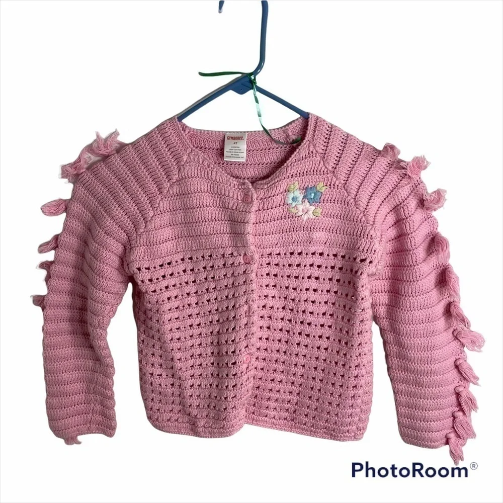 Gymboree Knit Cardigan Poncho Embroidered Flower 4T Girls Toddler Pink
